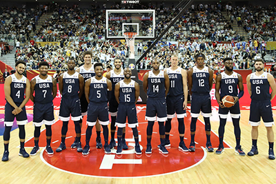 A Frontal view of the US Basketball team